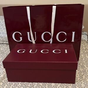 Gucci Deep Red Gift Box and Bag